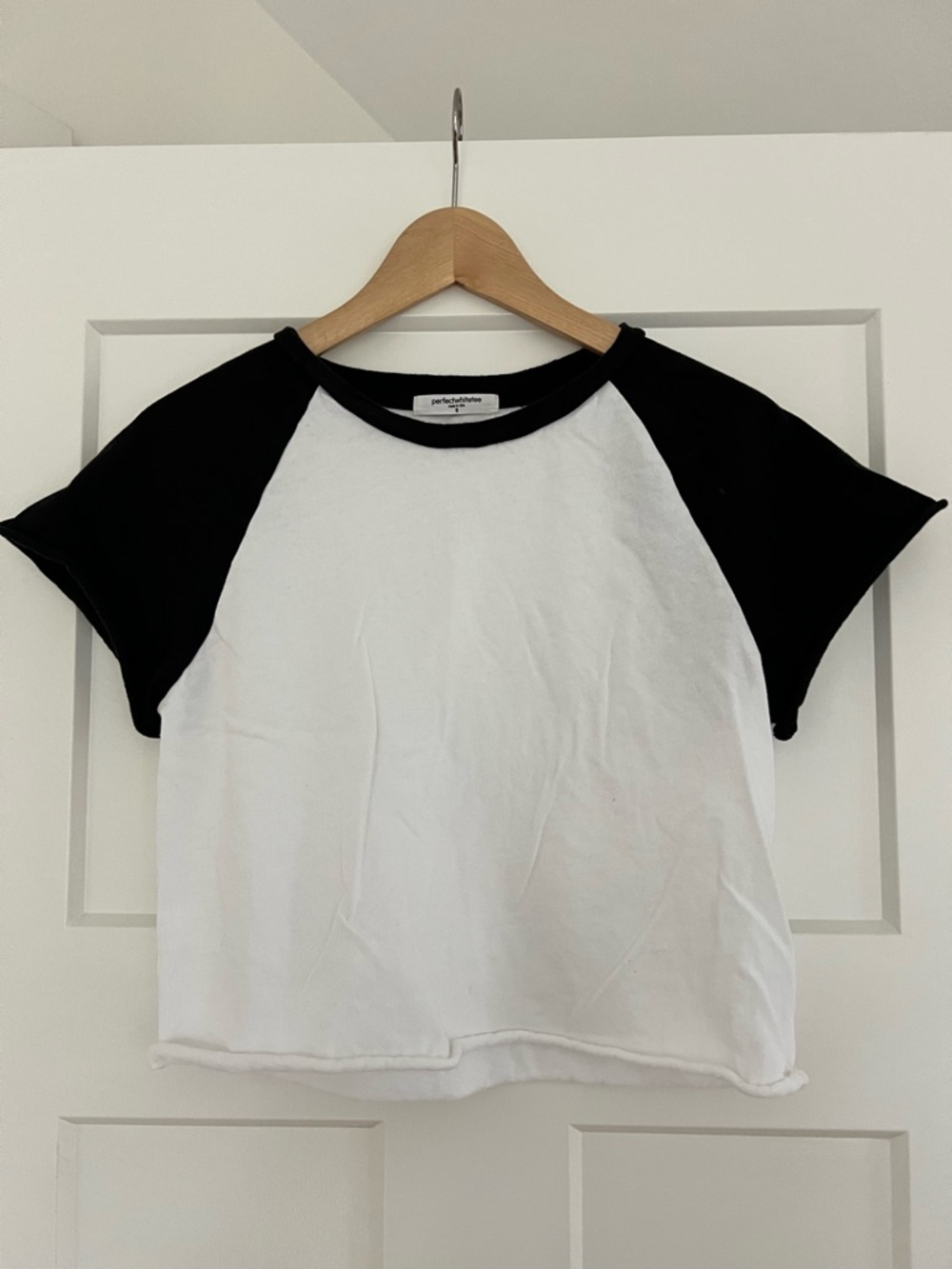 Perfect White Tee Black & White Raglan Tee